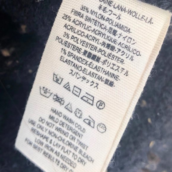 Free People Medium Oversize Tweed Flecked Sweater Navy Blue Gold Wool Blend - Picture 4 of 4